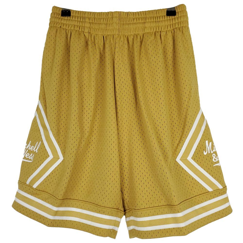 Mitchell & Ness S Small Jersey Shorts Gold White Cut & Sew Diamond Art NWT